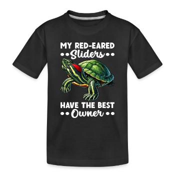 Tortue Tortue à oreilles rouges - T-shirt bio Premium Enfant - noir - Devant