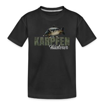 Karpfen Flüsterer - Kinder Premium Bio T-Shirt - Schwarz - Vorne