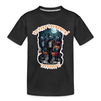 Lustige Halloween Zombies Süßes oder Saures Unisex - Kinder Premium Bio T-Shirt - Schwarz - Vorne