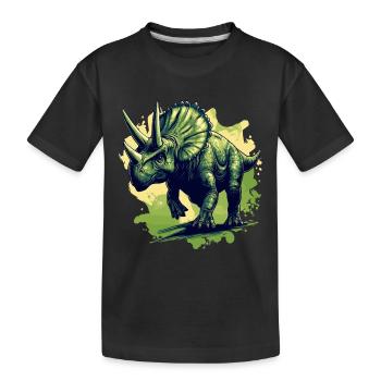 Triceratops in action - Kids' Premium Organic T-Shirt - black - Front