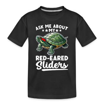 Tortue Tortue à oreilles rouges - T-shirt bio Premium Enfant - noir - Devant