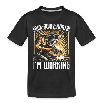 Détourne le regard mortel Je travaille Avertissement de sécurité Drôle - T-shirt bio Premium Enfant - noir - Devant