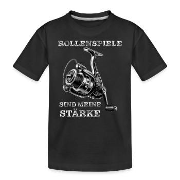 LES JEUX DE RÔLE EN MOULINET DE PÊCHE SONT MON POINT FORT - T-shirt bio Premium Enfant - noir - Devant