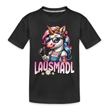 Tracht Damen Outfit Dirndl Ersatz Lausmadl - Kids' Premium Organic T-Shirt - black - Front
