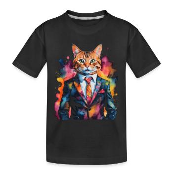 Cat Suit Colorful Funny Funny Animal Design Print - Kids' Premium Organic T-Shirt - black - Front