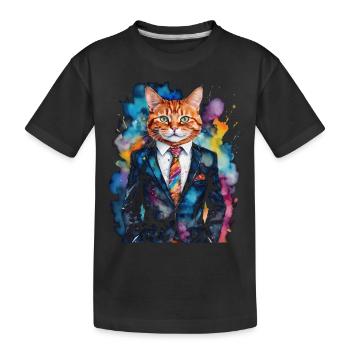 Cat Suit Colorful Funny Funny Animal Design Print - Kids' Premium Organic T-Shirt - black - Front