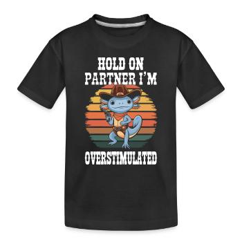 Axolotl Cowboy Überstimulierter Lustiges tshirt - Kinder Premium Bio T-Shirt - Schwarz - Vorne