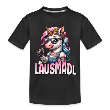 Tracht Damen Outfit Dirndl Ersatz Lausmadl - Kids' Premium Organic T-Shirt - black - Front