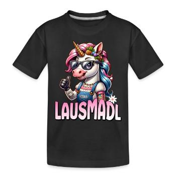 Tracht Damen Outfit Dirndl Ersatz Lausmadl - Kids' Premium Organic T-Shirt - black - Front