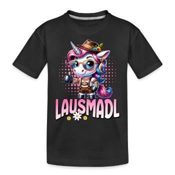 Tracht Damen Outfit Dirndl Ersatz Lausmadl - Kids' Premium Organic T-Shirt - black - Front