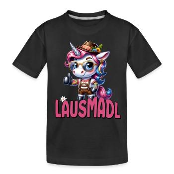 Tracht Damen Outfit Dirndl Ersatz Lausmadl - Kids' Premium Organic T-Shirt - black - Front