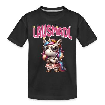 Tracht Damen Outfit Dirndl Ersatz Lausmadl - Kids' Premium Organic T-Shirt - black - Front