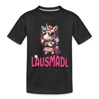 Tracht Damen Outfit Dirndl Ersatz Lausmadl - Kids' Premium Organic T-Shirt - black - Front