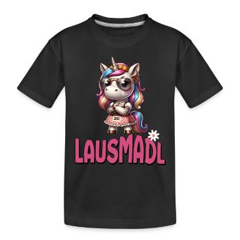 Tracht Damen Outfit Dirndl Ersatz Lausmadl - Kids' Premium Organic T-Shirt - black - Front