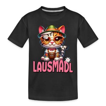 Tracht Damen Outfit Dirndl Ersatz Lausmadl - Kids' Premium Organic T-Shirt - black - Front