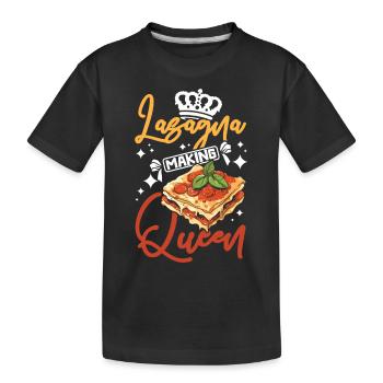 Lasagna making queen - Kids' Premium Organic T-Shirt - black - Front