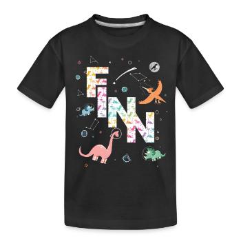 FINN - Schöner Jungen Name mit Dinosaurier - Kinder Premium Bio T-Shirt - Schwarz - Vorne