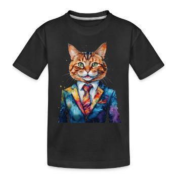 Cat Suit Colorful Funny Funny Animal Design Print - Kids' Premium Organic T-Shirt - black - Front