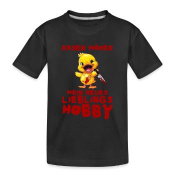 Tondre la pelouse passe-temps préféré - canard avec couteau - T-shirt bio Premium Enfant - noir - Devant