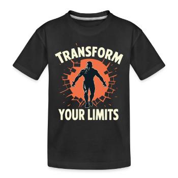 TRANSFORMIEREN SIE IHRE GRENZEN (HELLES TEXTDESIGN) - Kinder Premium Bio T-Shirt - Schwarz - Vorne