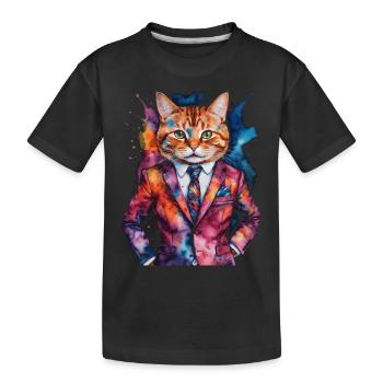 Cat Suit Colorful Funny Funny Animal Design Print - Kids' Premium Organic T-Shirt - black - Front