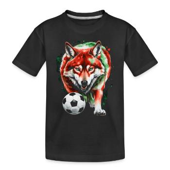 Wolf Fußball Bunt Italien Tier Design Print - Kinder Premium Bio T-Shirt - Schwarz - Vorne