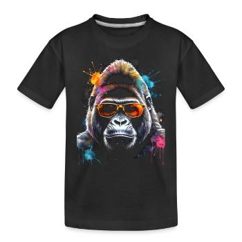 Gorilla Sunglasses Monkey Colorful Animal Design Print - Kids' Premium Organic T-Shirt - black - Front