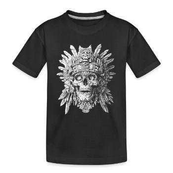 Crâne Aztèque Halloween - Crâne Squelette Tribal - T-shirt bio Premium Enfant - noir - Devant