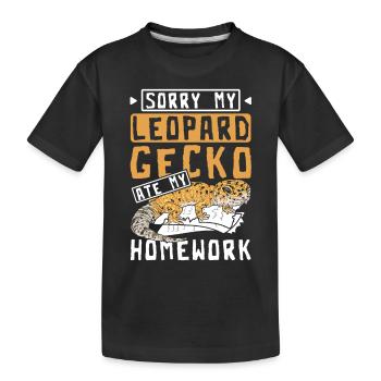 Sorry my leopard gecko ate my homework - Kids' Premium Organic T-Shirt - black - Front