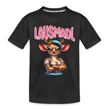 Tracht Damen Outfit Dirndl Ersatz Lausmadl - Kids' Premium Organic T-Shirt - black - Front