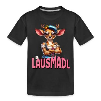 Tracht Damen Outfit Dirndl Ersatz Lausmadl - Kids' Premium Organic T-Shirt - black - Front