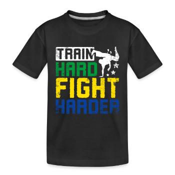 S’entraîner dur, combattre plus fort Capoeira - T-shirt bio Premium Enfant - noir - Devant