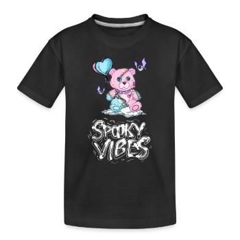 Ours en peluche avec ballon coeur et motif chauves-souris - T-shirt bio Premium Enfant - noir - Devant