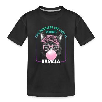 Kamala Harris & Tim Walz 2024 - Childless Cat Lady - Kids' Premium Organic T-Shirt - black - Front