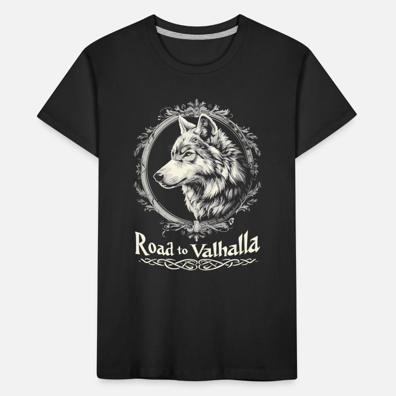 Road to Valhalla Wikinger Wolf Design Kinder Premium Bio T-Shirt