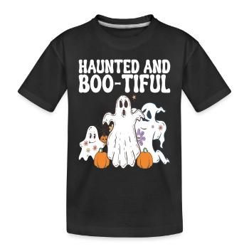 Haunted and Boo-tiful Halloween Ghosts - Kids' Premium Organic T-Shirt - black - Front