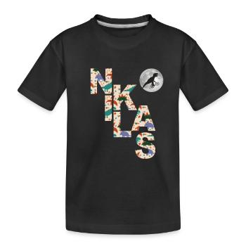 NIKLAS - Beau prénom de garçon avec dinosaure - T-shirt bio Premium Enfant - noir - Devant
