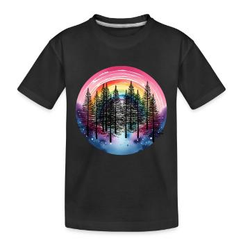 Arc-en-ciel, forêt, nature, amoureux de la nature, épinette - T-shirt bio Premium Enfant - noir - Devant