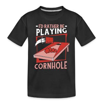 Plutôt jouer à Cornhole Bean Bag Plateaux de jeu - T-shirt bio Premium Enfant - noir - Devant