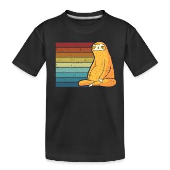 Retro Folivora Braunkehl-Pilosa-Liebhaber Faultier - Kinder Premium Bio T-Shirt - Schwarz - Vorne