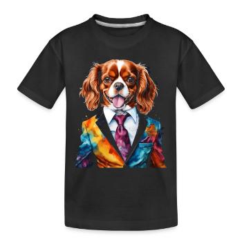 Cavalier King Charles Spaniel Costume Imprimé Chien - T-shirt bio Premium Enfant - noir - Devant