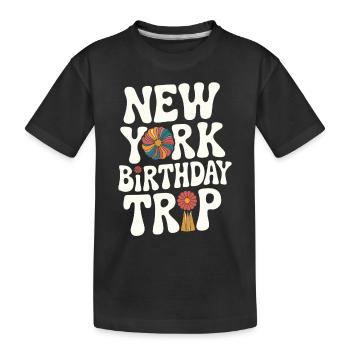 Voyage d’anniversaire à New York Design floral - T-shirt bio Premium Enfant - noir - Devant