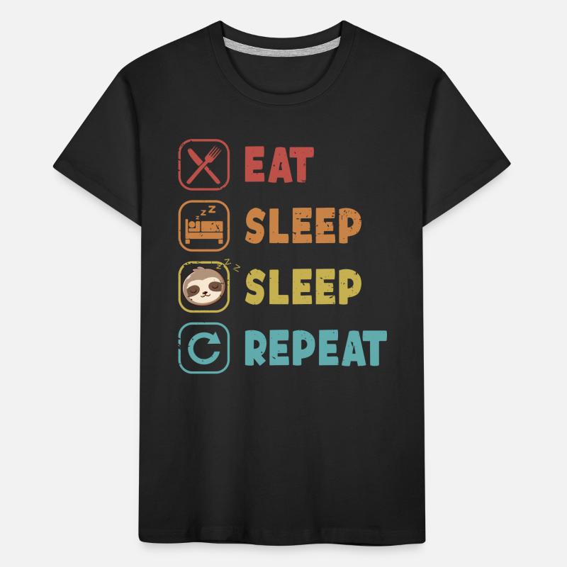 Manger Dormir Dormir Répéter Pilosa à gorge brune T-shirt bio Premium Enfant