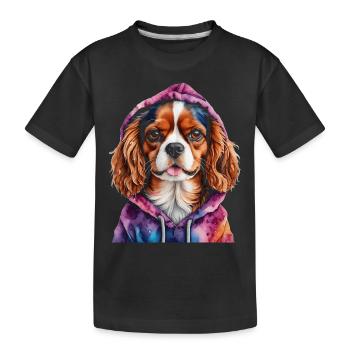 Cavalier King Charles Spaniel Sweat à capuche imprimé chien - T-shirt bio Premium Enfant - noir - Devant