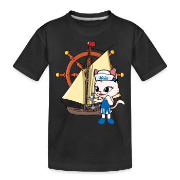 Cat Cats Voilier Navires Volant - T-shirt bio Premium Enfant - noir - Devant