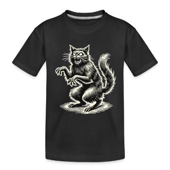 Fürchterliche Hexenkatze Unheimliche Horror Katze - Kinder Premium Bio T-Shirt - Schwarz - Vorne
