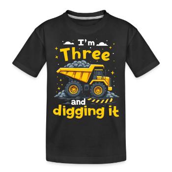 Ich bin 3 und grabe es 3. Geburtstag Konstruktion - Kinder Premium Bio T-Shirt - Schwarz - Vorne