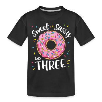 Sweet Sassy et trois 3e anniversaire Donut Party - T-shirt bio Premium Enfant - noir - Devant