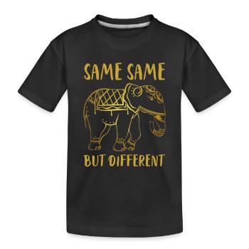 Goldener Elefant "Same Same but different" - Kinder Premium Bio T-Shirt - Schwarz - Vorne