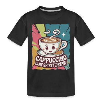 Le cappuccino est ma boisson spiritueuse - T-shirt bio Premium Enfant - noir - Devant